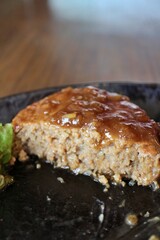 Hamburg steak with Shalyapin sauce (onion and garlic sauce) in Tokyo, Japan