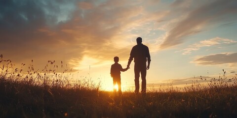Fototapeta premium A gentle moment of connection between a adult and a child, set in a serene natural environment