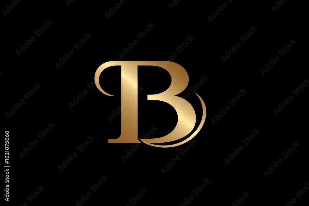 Poster A single gold letter 'B' on a black background, perfect for use in branding or design projects