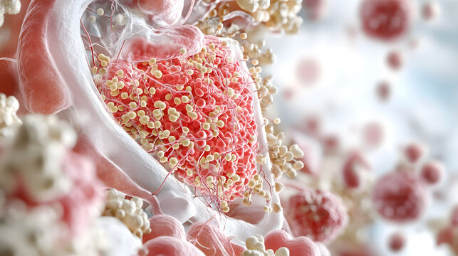 Endocrine function pancreas with highlighted hormone