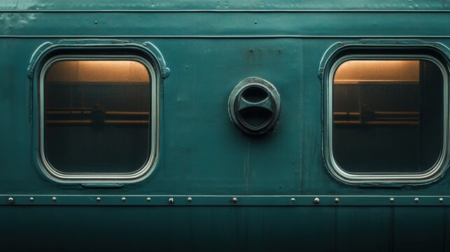 Vintage Train Car Windows with Ambient Light