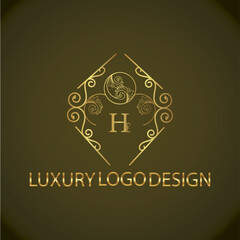 Web creative initial h latter logo design with modern business vector template, luxury h latter  logo , creative isolate  h monogram latter logo , crow logo , royal logo with golden color 