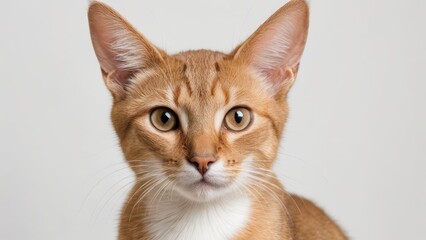 Obraz premium Portrait of Fawn abyssinian cat on grey background