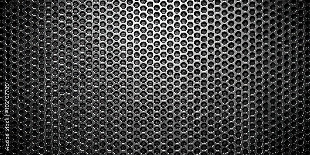Poster a repeating pattern of circular holes in a metallic surface