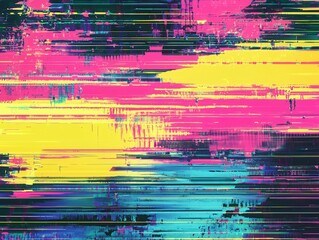 Digitale Glitch Textur Verzerrte Linien Neon Farben Abstrakt Modern Futuristisches Design Cyberpunk &Auml;sthetik Dynamisch Digital Art Buntes Muster Tech Stil Hintergrund Grafik Kreative Kunst Digitale Ve
