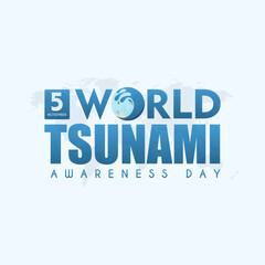World Tsunami Awareness Day, with an illustration of ocean waves on the letter O in the word WORLD