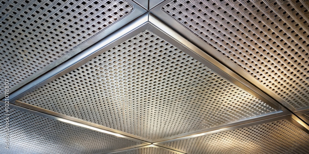 Aufkleber abstract pattern of interlocking metallic grids with geometric shapes and subtle lighting effects
