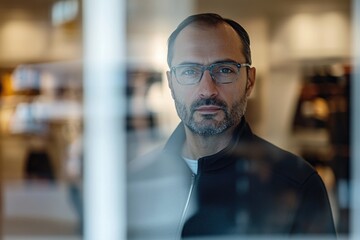 Obraz premium A person with glasses staring into the lens, suitable for use in portraits or identity images