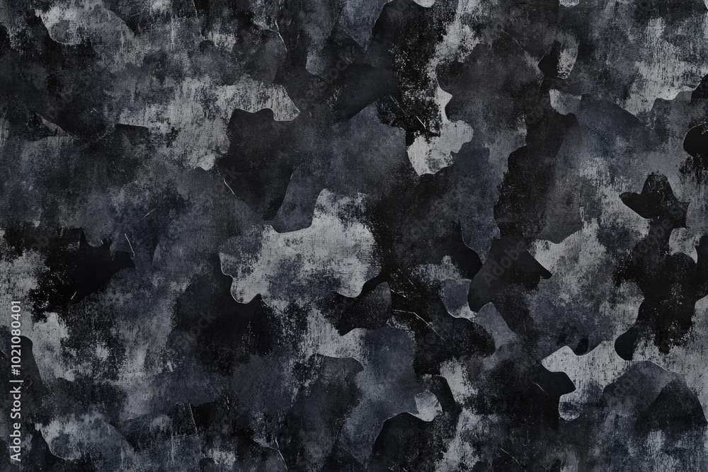 Poster High-quality image of a close-up of a black and white camouflage pattern, suitable for use in various design projects
