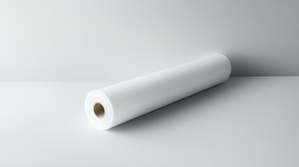 A simple, smooth roll of tissue paper on a white background, representing cleanliness and convenience, perfect for home or bathroom product photography.