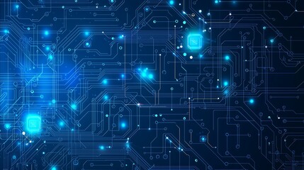 Futuristic Glowing Circuitry with Advanced Microprocessor. Generative AI