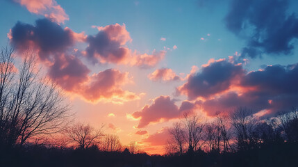 Serene sunset sky in winter.
