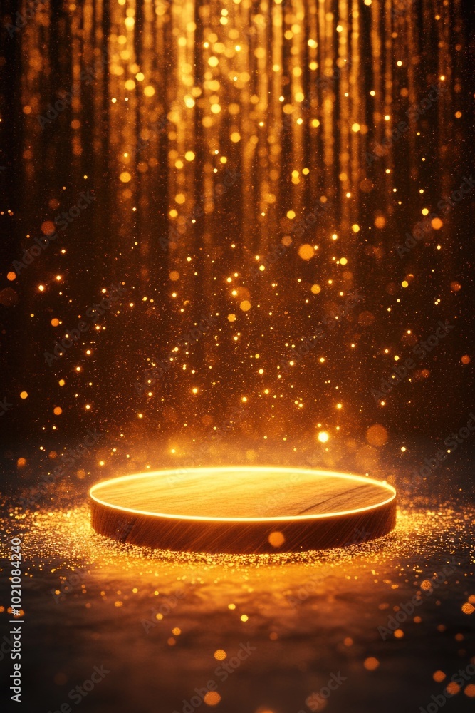 Poster a circular light source illuminates a dark and empty room, providing a sense of warmth and comfort