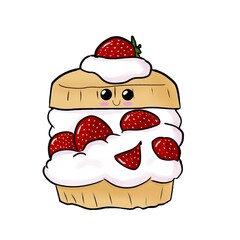 strawberry cake with cream