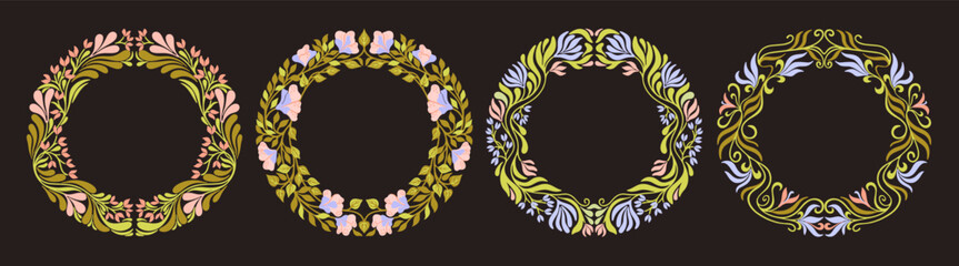Art Nouveau floral frames. Decorative element. Vector.