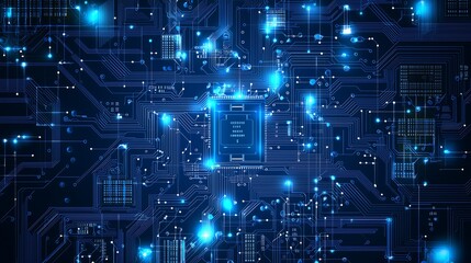 Fototapeta premium Futuristic Glowing Circuitry with Advanced Microprocessor. Generative AI