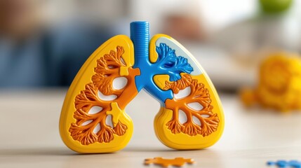 Colorful Child's Toy Puzzle of Lung Anatomy