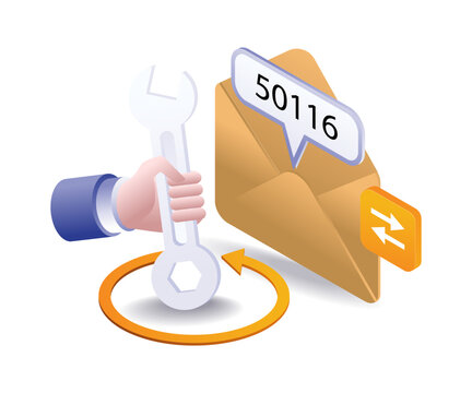 wrench holding hand with envelope and code clip art preview