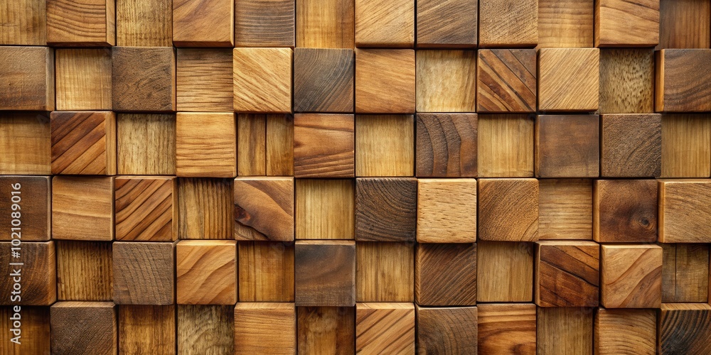 Aufkleber abstract pattern of square wooden blocks with natural grain and textures