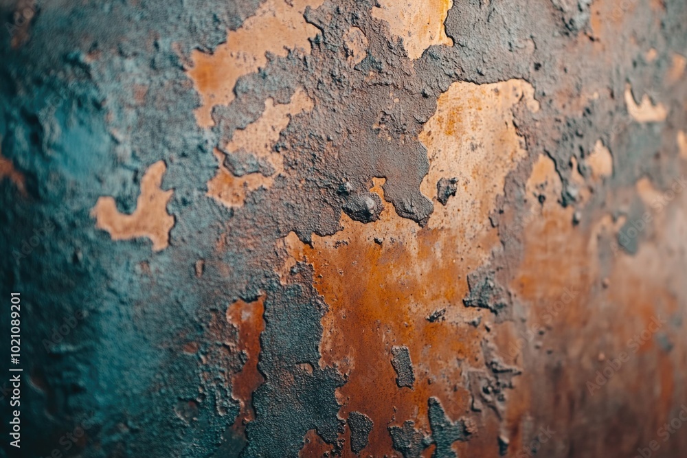 Aufkleber Close-up view of a rusted metal surface with intricate textures and patterns