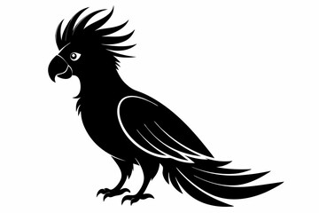 Cockatoo black silhouette vector, parrot silhouette, Cockatoo bird