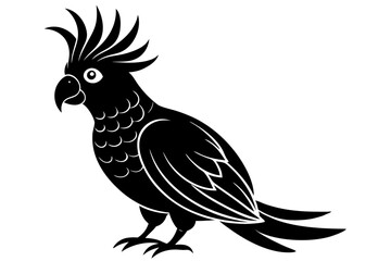 Cockatoo black silhouette vector, parrot silhouette, Cockatoo bird
