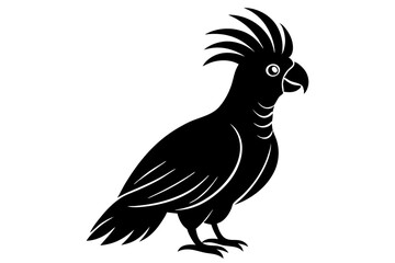 Cockatoo black silhouette vector, parrot silhouette, Cockatoo bird