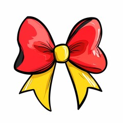 Fototapeta premium A colorful red and yellow bow, often used for decoration or gift wrapping.
