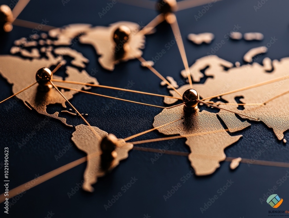 Aufkleber World map with connection points.