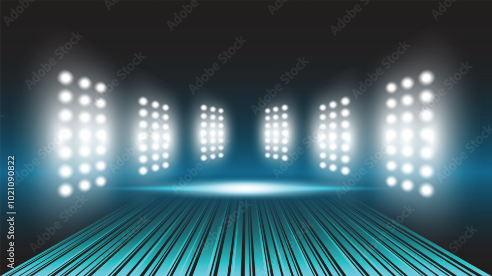 Poster abstract technology background stadium stage hall with scenic lights of round futuristic technology 