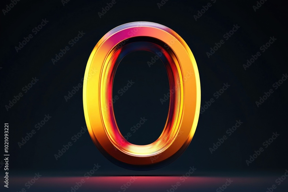 Poster A single digit '0' illuminated in a dark environment, often used to represent zero or absence of light