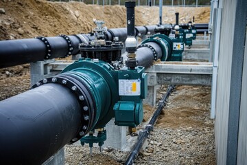 A cluster of interconnected pipe pylons arranged in a formation