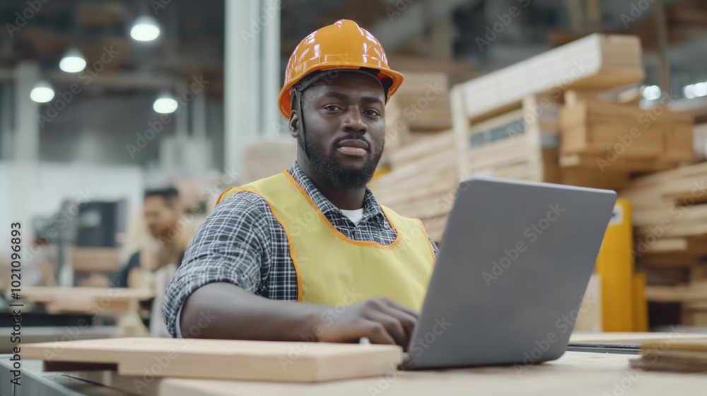 Poster factory engineers and men in uniforms are working controlling machines. industrial plant in producti