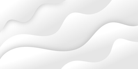 White and light gray abstract paper wave luxurious background. Smooth and clean modern abstract wave curve lines banner design.