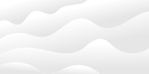 White and light gray abstract paper wave luxurious background. Smooth and clean modern abstract wave curve lines banner design.