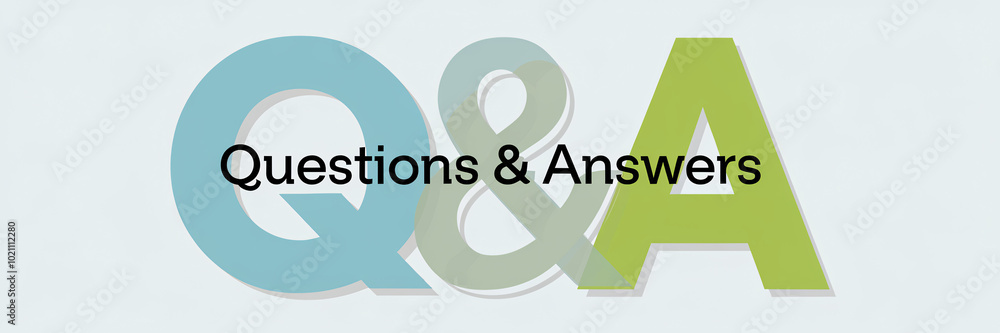 Poster translucent blue and green q&a letters with 