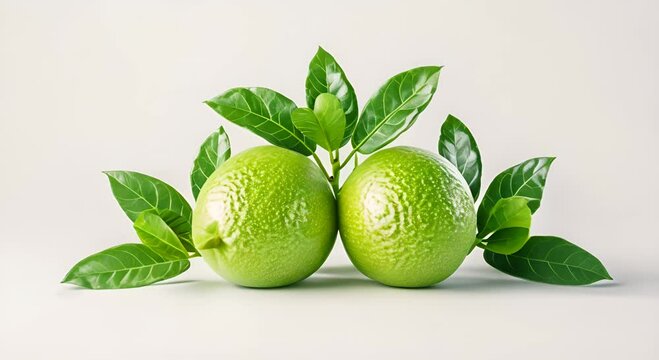 Bright 3D feijoas with realistic skins on a white background