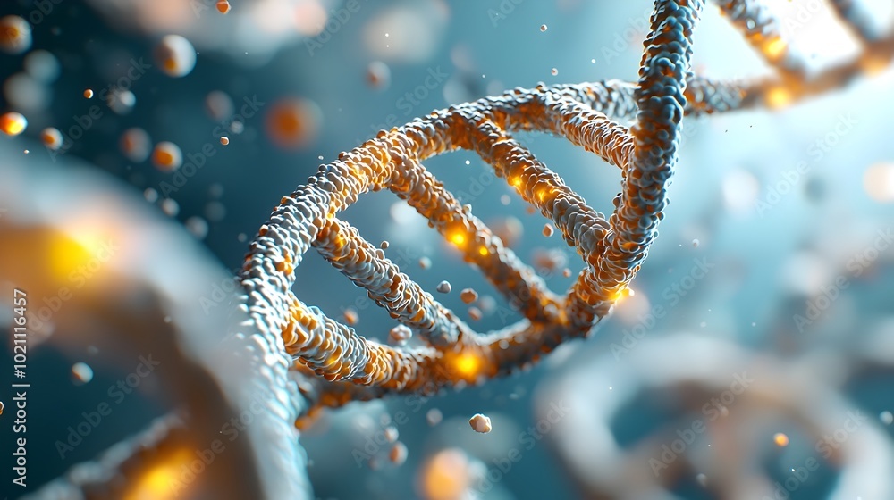 Poster intricate dna helix with elegant twisting filaments