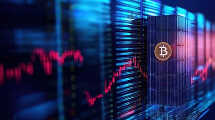 Obraz premium Bitcoin symbol on digital trading graph