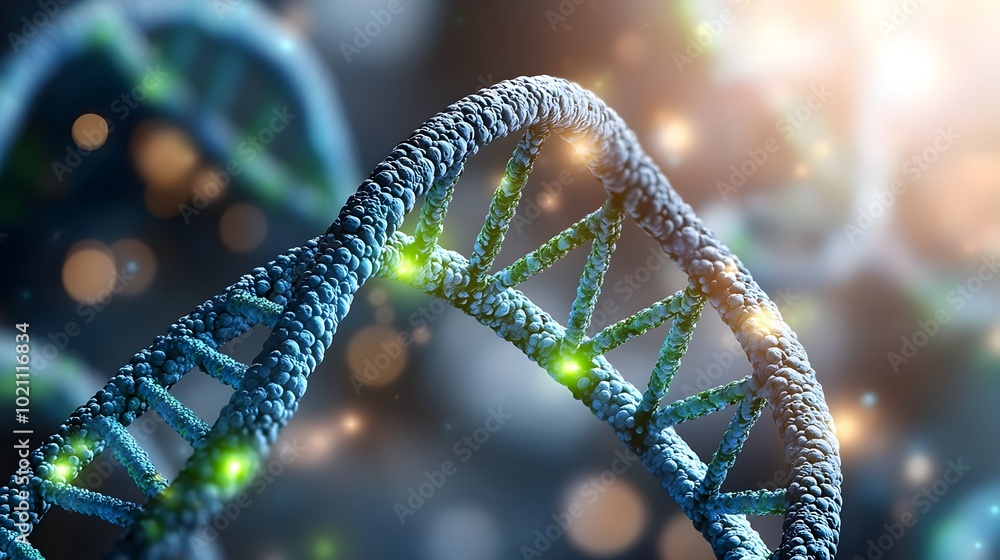 Poster Mesmerizing abstract digital art showcasing a captivating fractalized DNA blueprint structure rendered with intricate patterns organic fluid movement