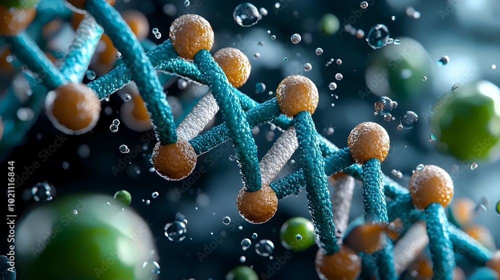 Poster captivating azure and emerald dna strands forming entrancing abstract artwork with details ethereal 