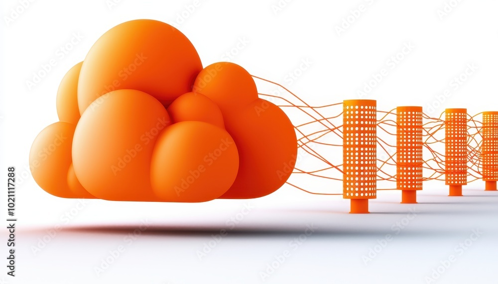 Aufkleber cloud computing concept with orange cloud.