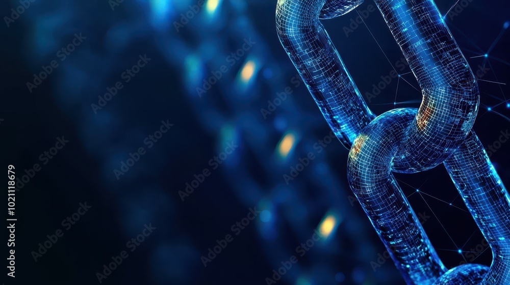 Aufkleber digital chain linked in blue light.