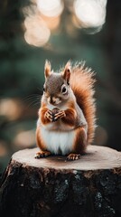 squirrel isolated on wooden background