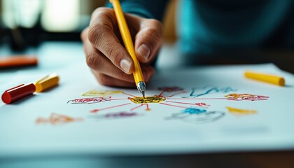 Hand drawing colorful design with pencils.