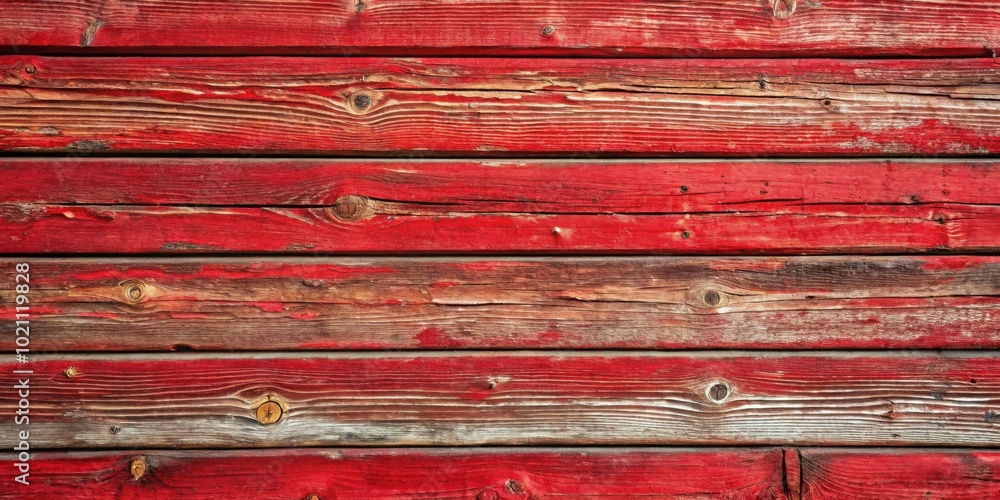 Aufkleber rustic red wooden plank wall with weathered surface and visible grain
