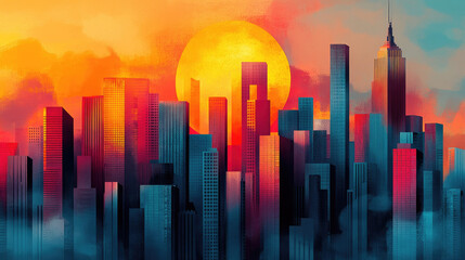 Flat vector illustration of a city landscape