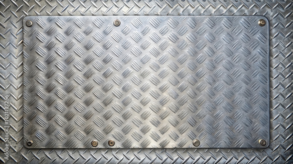 Poster A Metal Panel with Diamond Pattern and Rivets for a Textured Background