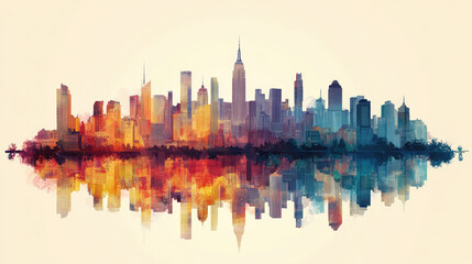 Obraz premium Flat vector illustration of a city landscape