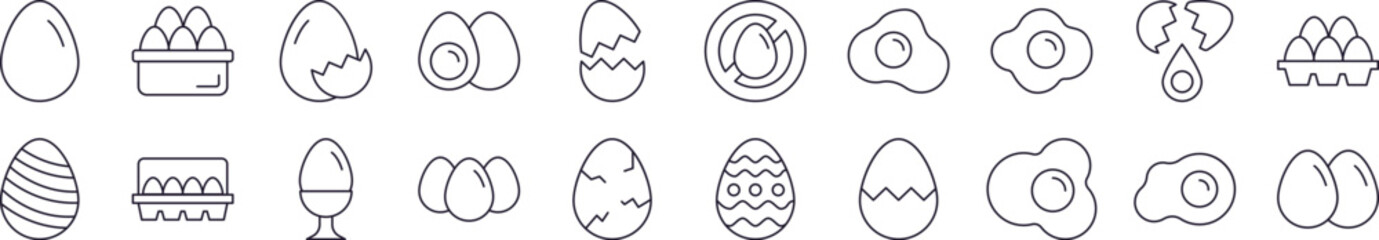 Eggs Outline Picture Collection. Editable Stroke. Perfect for Infographics, Articles, Books, Flyers, Banners